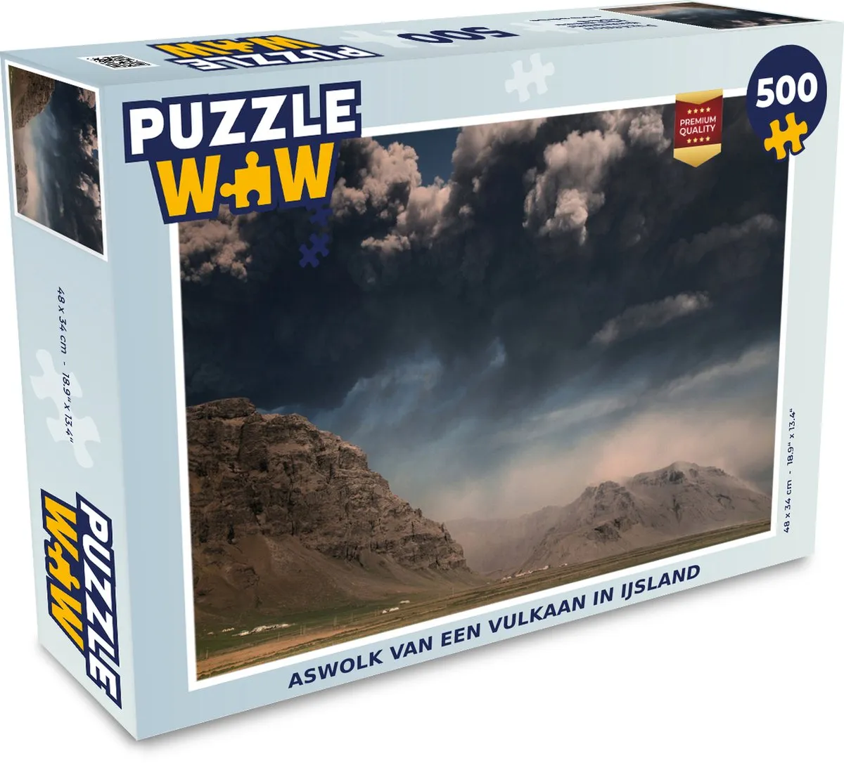 PuzzleWow Legpuzzel Aswolk Vulkaan IJsland 500 Stuks - Multicolor