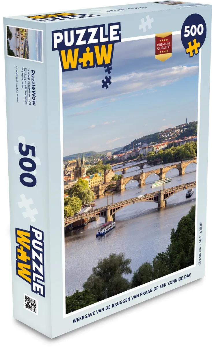 PuzzleWow Praag Brug Legpuzzel 500 Stuks - Multicolor