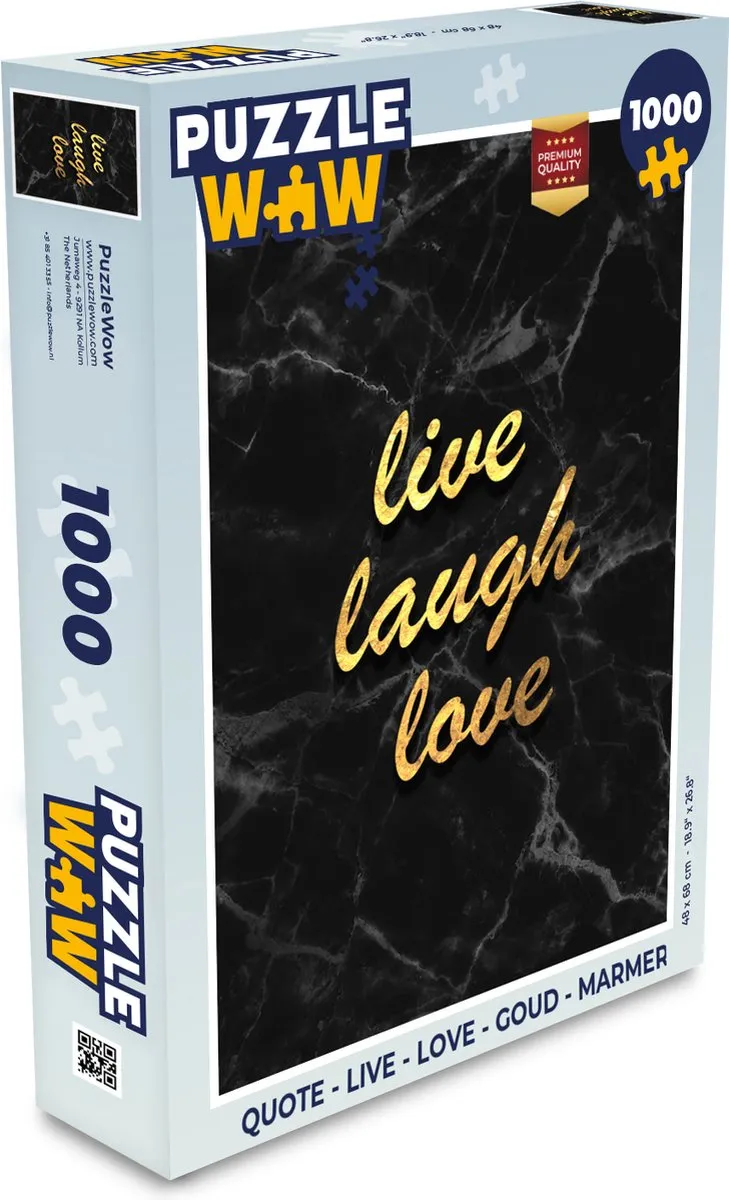 PuzzleWow Quote Live Love Marmer Legpuzzel 1000 Stuks - Multicolor
