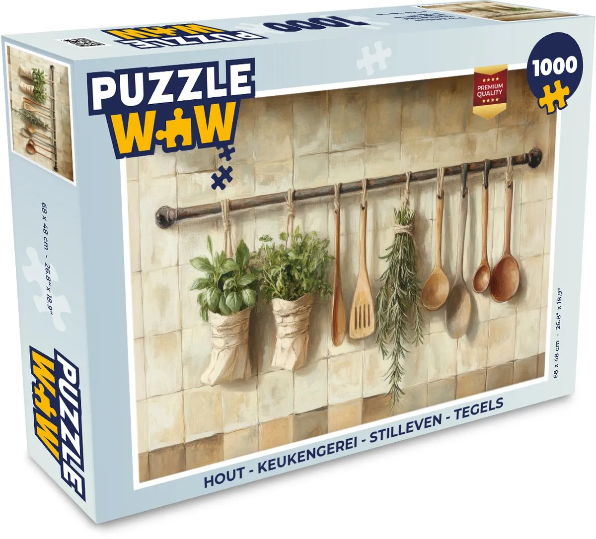 PuzzleWow Stilleven Houten Keukengerei Legpuzzel 1000 Stuks