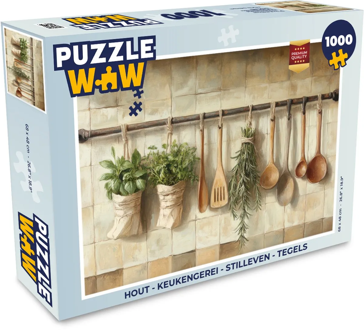 PuzzleWow Stilleven Houten Keukengerei Legpuzzel 1000 Stuks