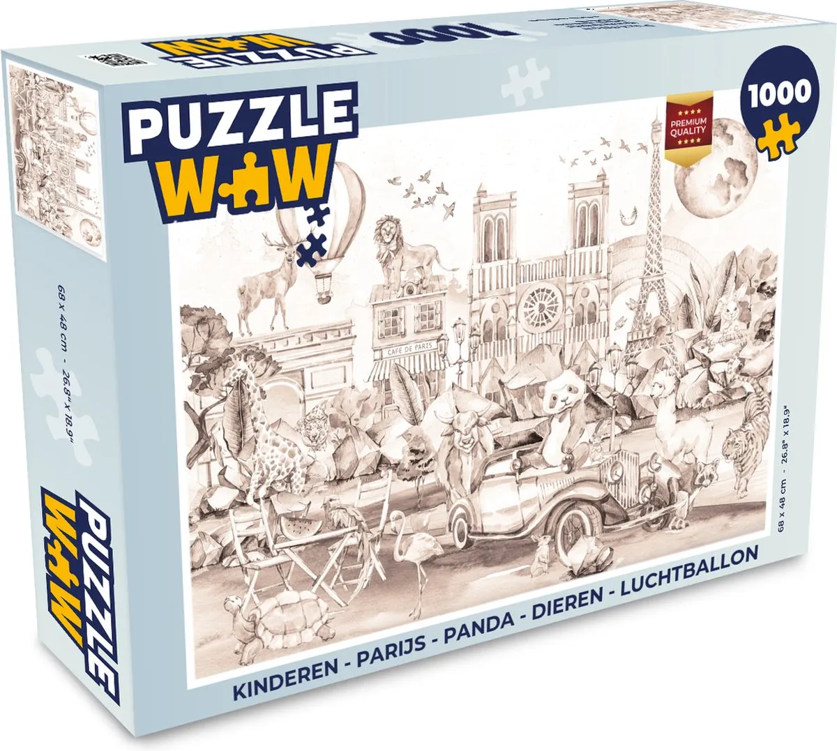 PuzzleWow Parijs Panda Legpuzzel 1000 Stuks - Multicolor