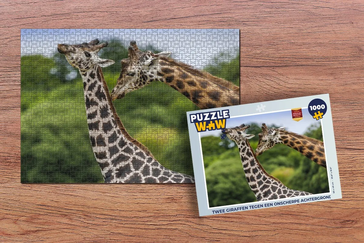 PuzzleWow Legpuzzel Twee Giraffen 1000 Stuks - Multicolor
