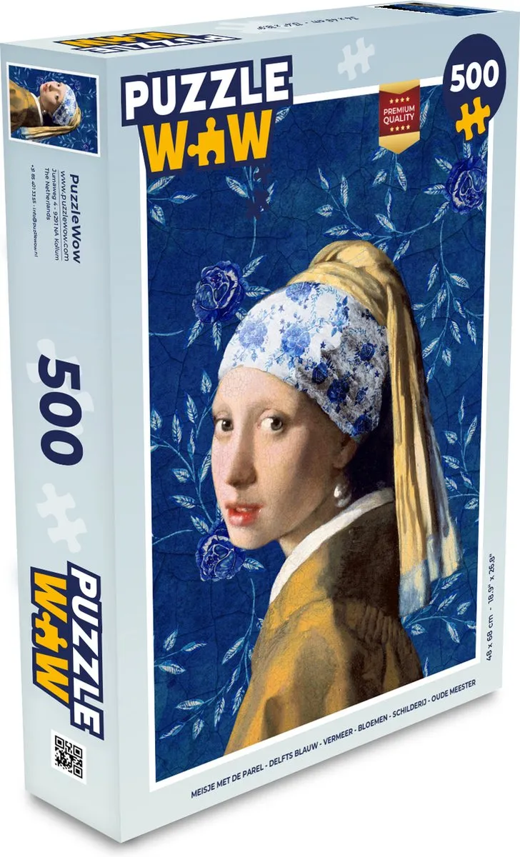 PuzzleWow Vermeer Meisje met de parel Legpuzzel 500 Stuks - Multicolor