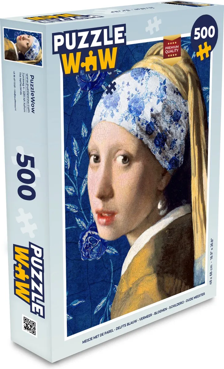 PuzzleWow Vermeer Meisje met de parel Legpuzzel 500 Stuks