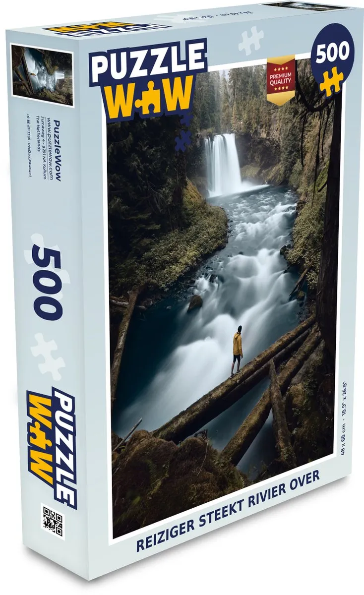 PuzzleWow Waterval Rivier Bos Legpuzzel 500 Stuks - Multicolor