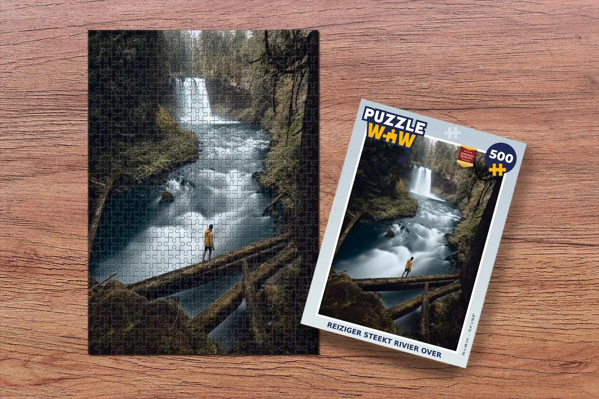 PuzzleWow Waterval Rivier Bos Legpuzzel 500 Stuks - Multicolor