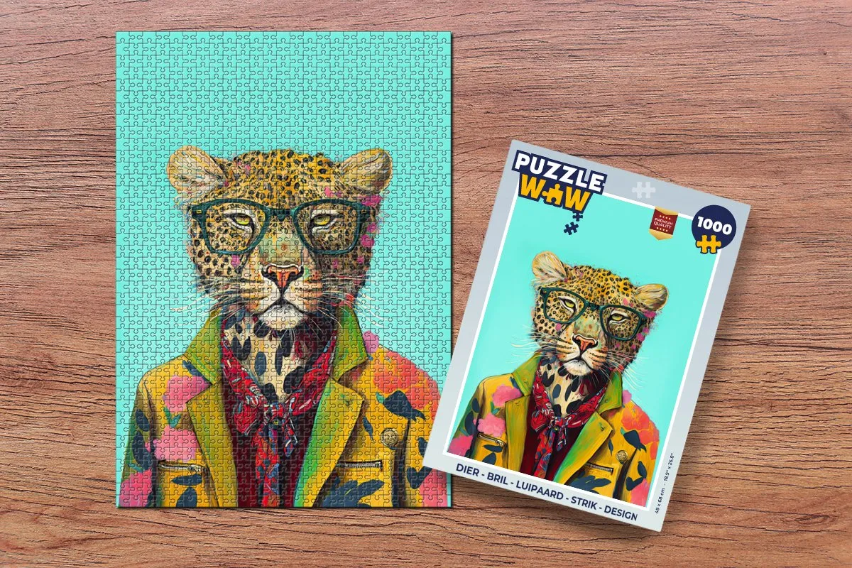 PuzzleWow Luipaard Design Legpuzzel 1000 Stuks - Multicolor