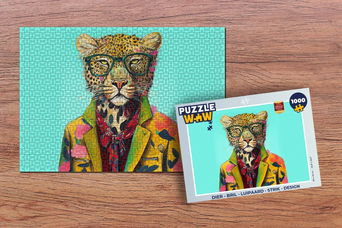 PuzzleWow Luipaard Design Legpuzzel 1000 Stuks - Multicolor