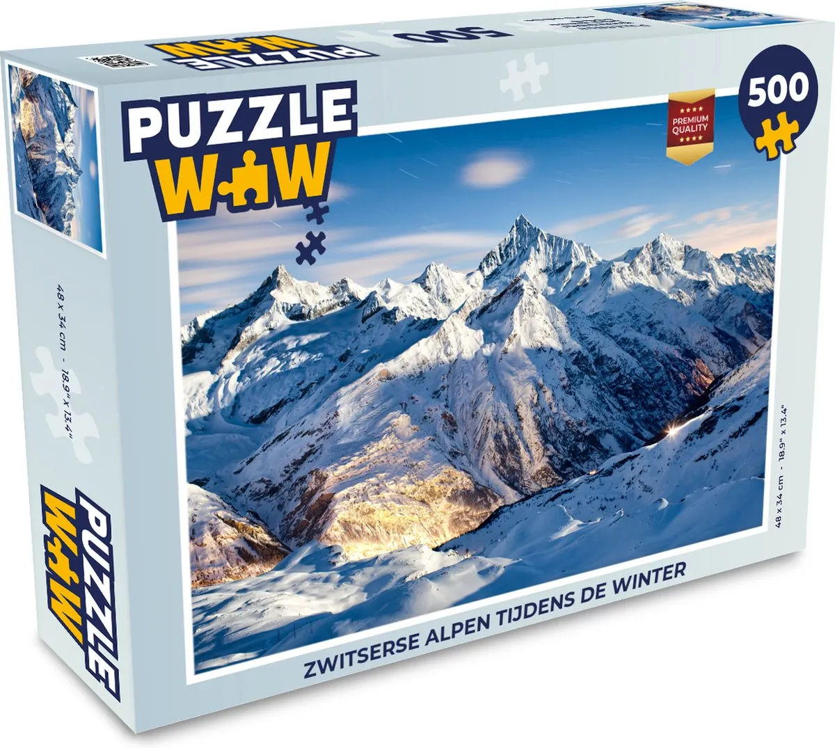 PuzzleWow Zwitserse Alpen Winter Legpuzzel 500 Stuks - Multicolor