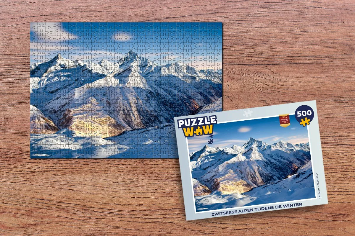 PuzzleWow Zwitserse Alpen Winter Legpuzzel 500 Stuks - Multicolor
