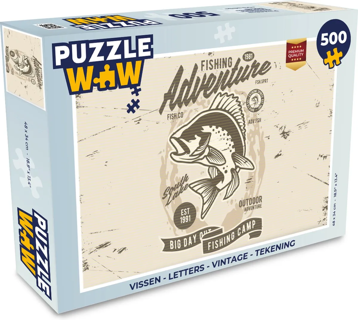 PuzzleWow Vissen Letters Vintage Legpuzzel 500 Stuks - Multicolor