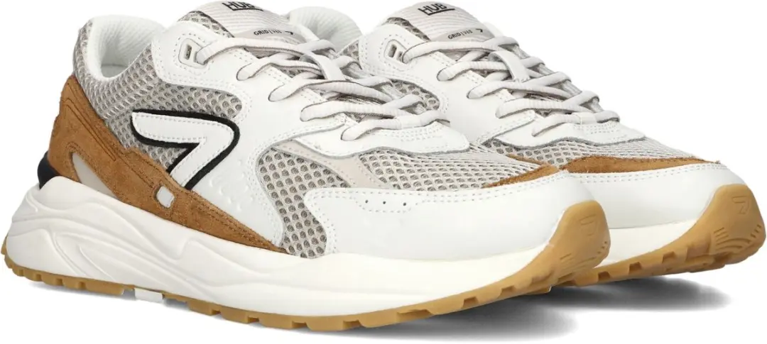 Hub Grid-m Sneakers Heren - Leren - Wit - Maat 44
