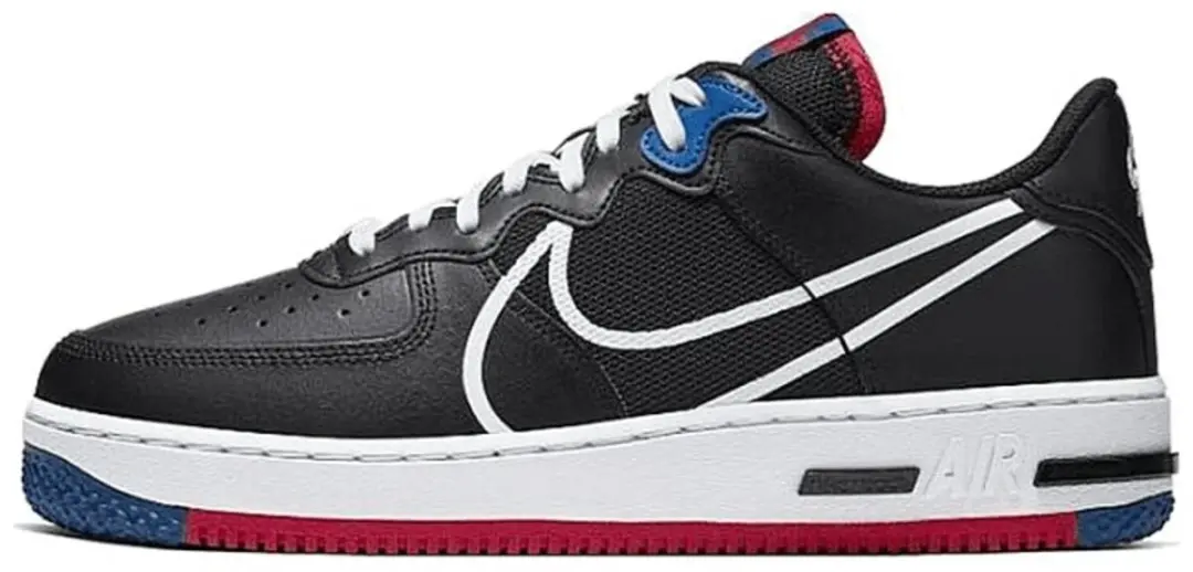 Nike Air Force 1 Low React Black White Gym Red Gym Blue