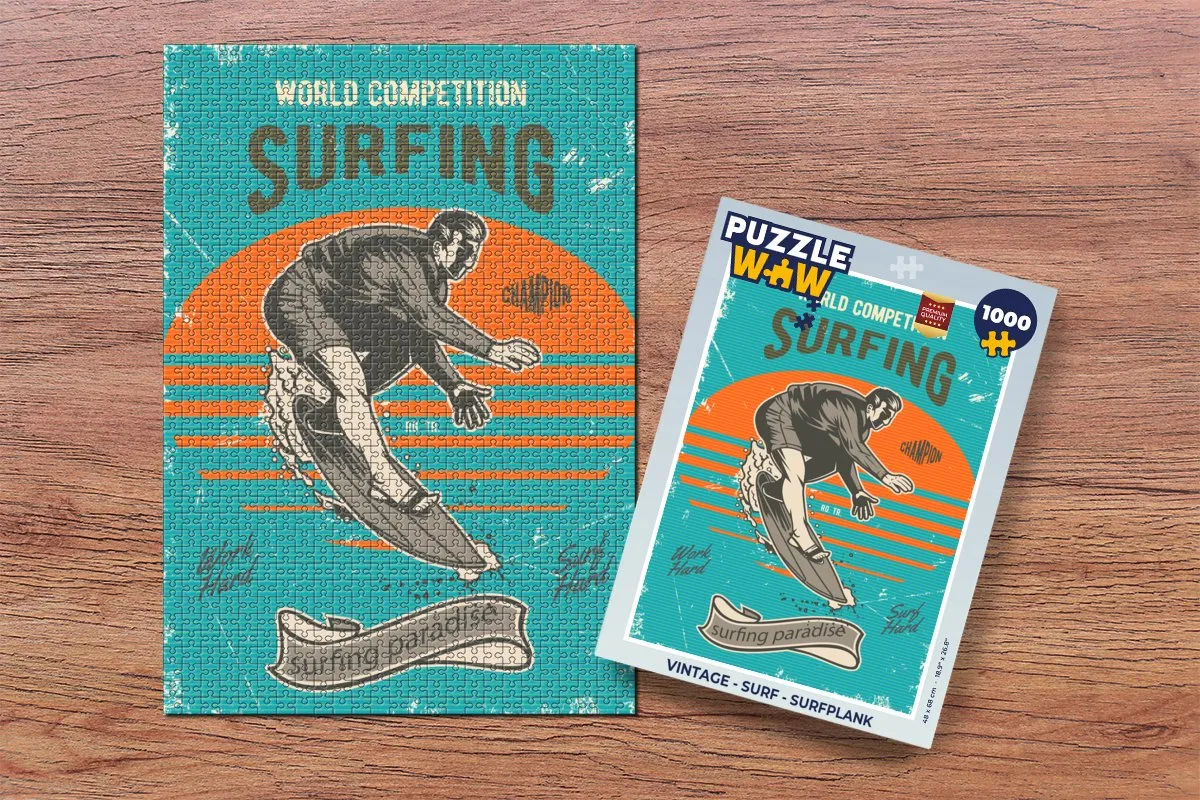 PuzzleWow Vintage Surfplank Legpuzzel 1000 Stuks - Multicolor