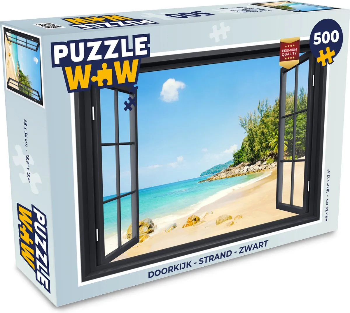 PuzzleWow Doorkijk Strand Legpuzzel 500 Stuks - Multicolor