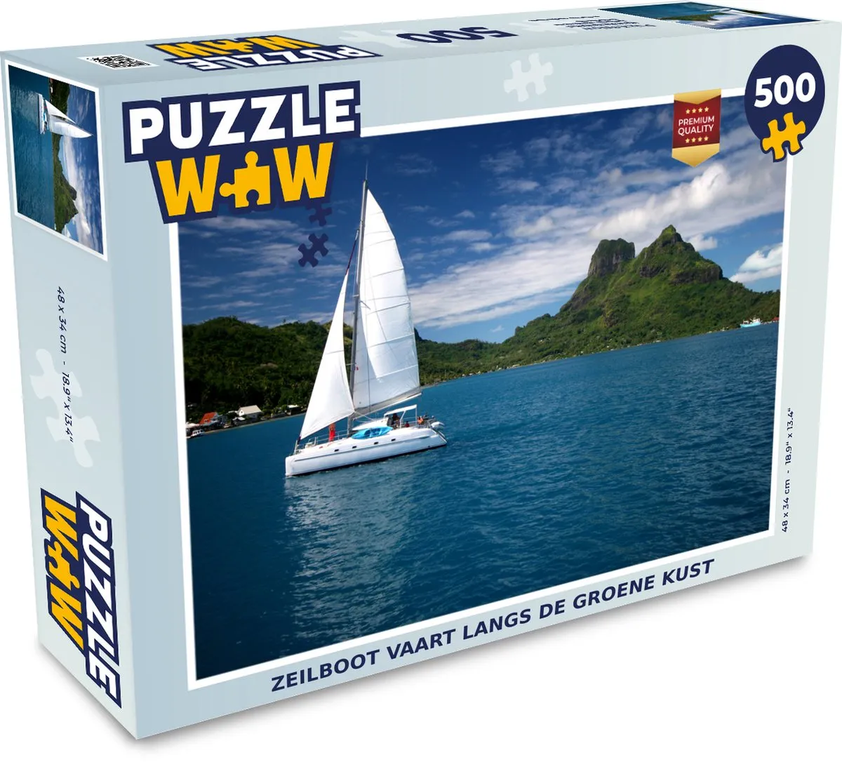 PuzzleWow Zeilboot Groene Kust Legpuzzel 500 Stuks - Multicolor