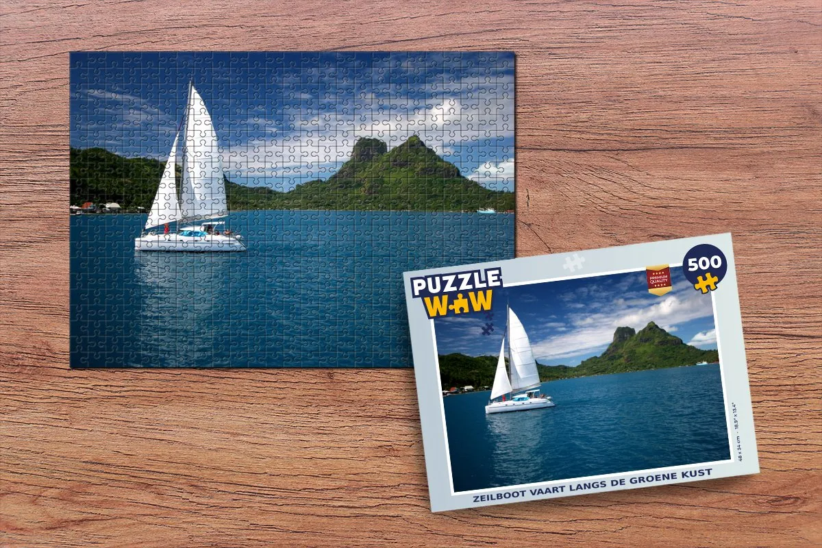 PuzzleWow Zeilboot Groene Kust Legpuzzel 500 Stuks - Multicolor