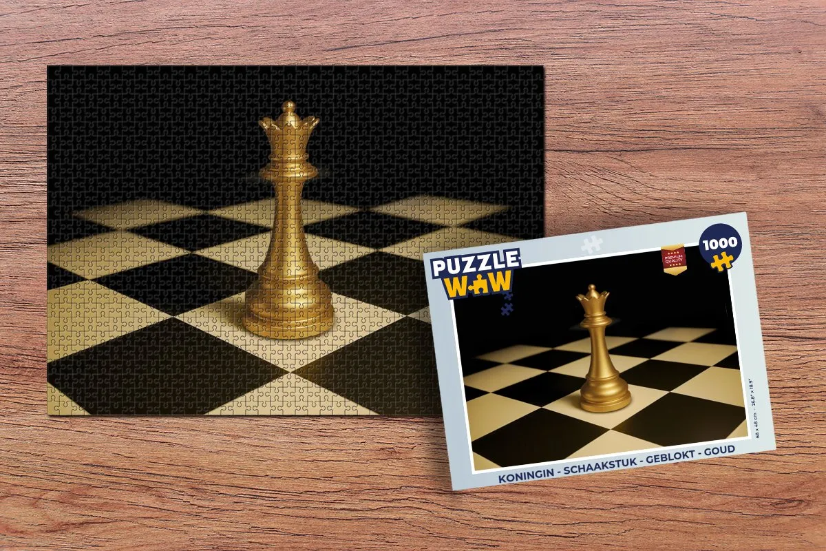 PuzzleWow Schaakstuk Koningin Legpuzzel 1000 Stuks - Goud