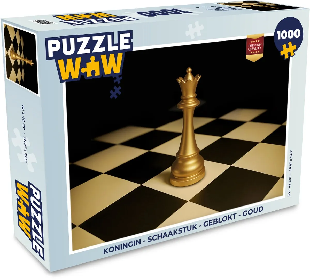 PuzzleWow Schaakstuk Koningin Legpuzzel 1000 Stuks - Goud