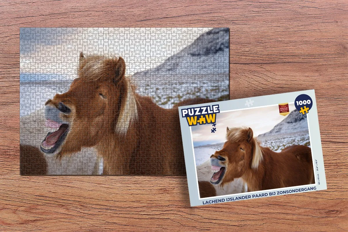 PuzzleWow Lachend IJslander Paard Legpuzzel 1000 Stuks - Multicolor