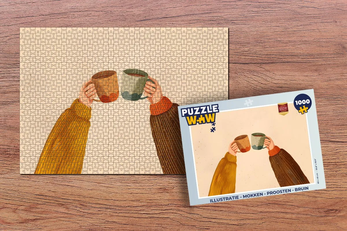 PuzzleWow Proosten Mokken Legpuzzel 1000 Stuks - Bruin