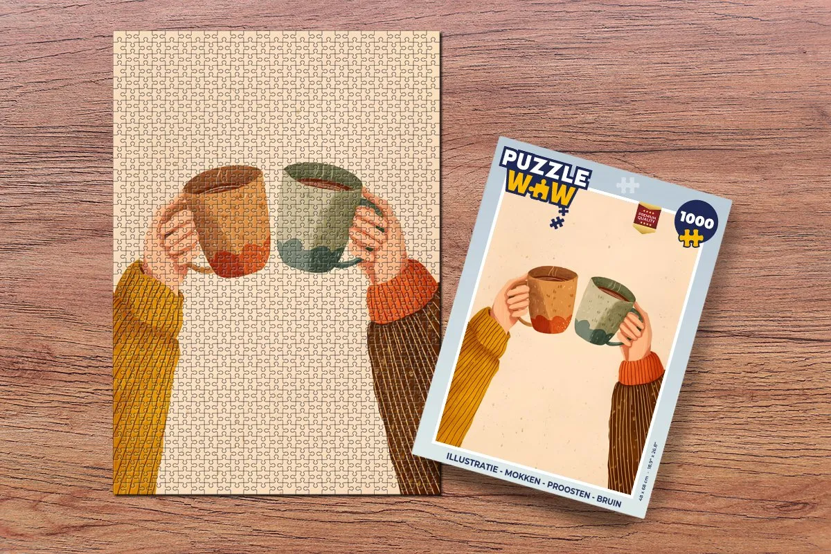 PuzzleWow Proosten Mokken Legpuzzel 1000 Stuks - Bruin