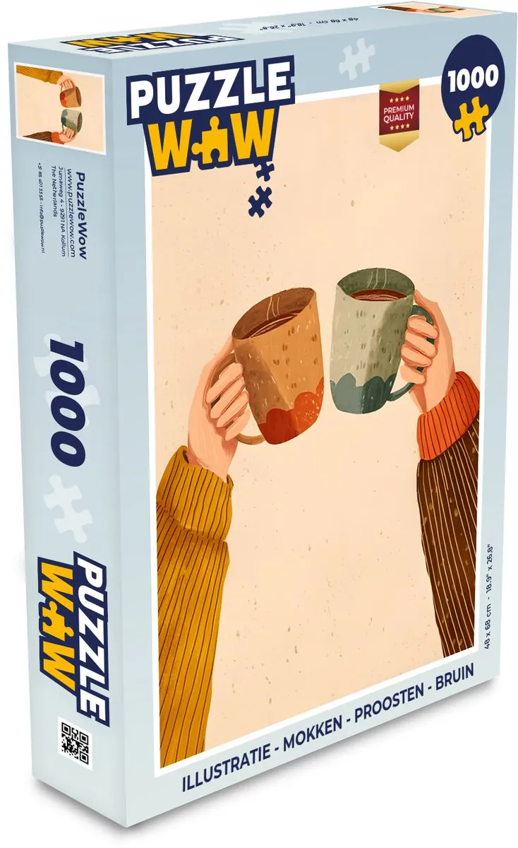 PuzzleWow Proosten Mokken Legpuzzel 1000 Stuks - Bruin
