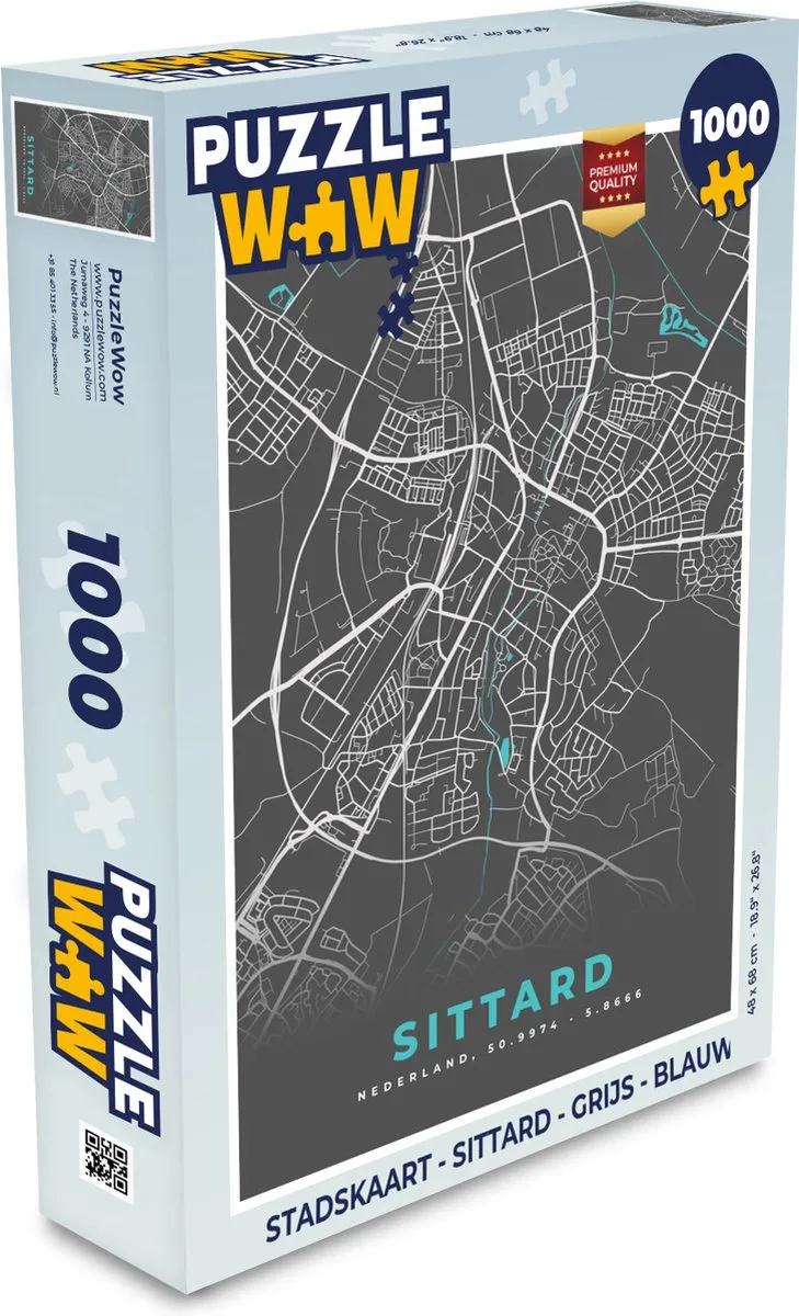 PuzzleWow Stadskaart Sittard Legpuzzel 1000 Stuks - Multicolor