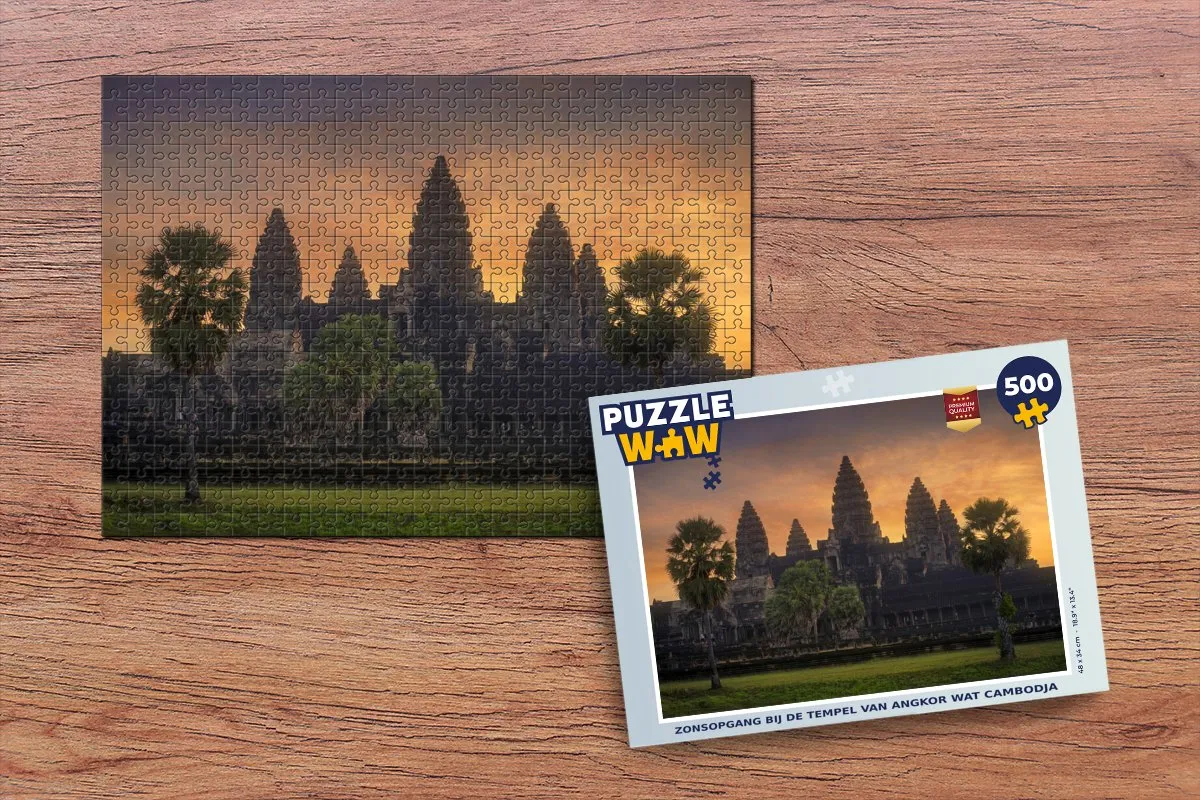 PuzzleWow Zonsopgang Angkor Wat Legpuzzel 500 Stuks - Multicolor