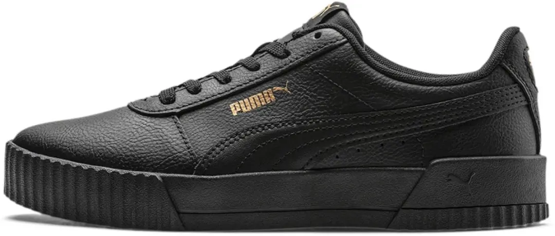 Puma Carina L leren damessneakerschoenen 370325 08 Zwart Puma zwart-goud