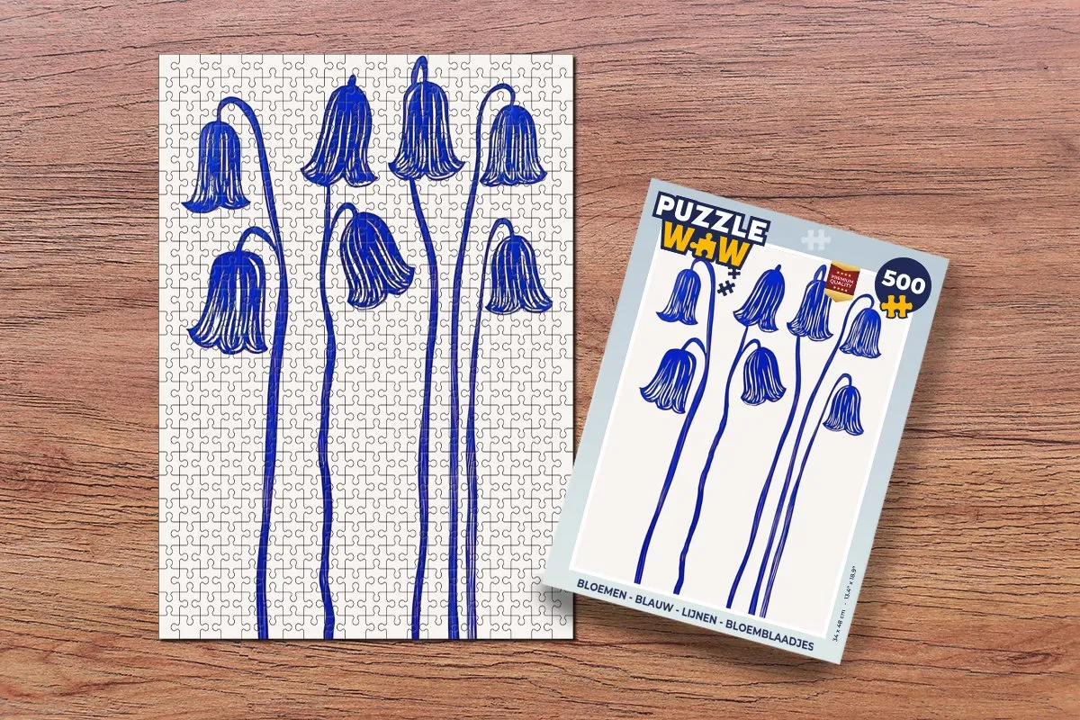 PuzzleWow Bloemen Legpuzzel 500 Stuks - Blauw