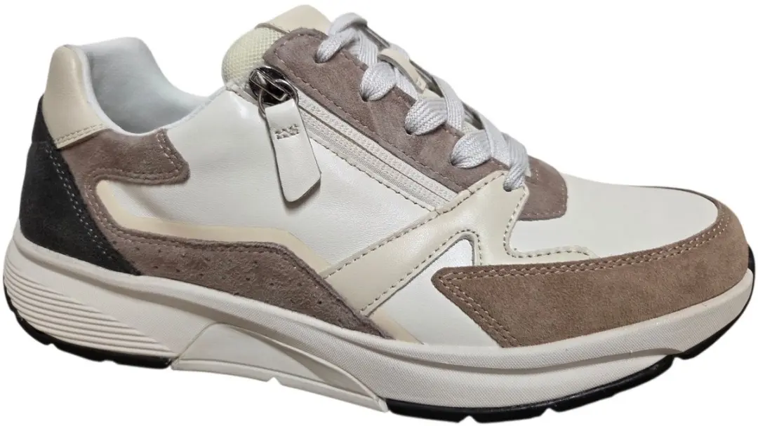 Gabor 86.878.54 Rolling Soft Sneakers Wit met Bruin Leer Dames