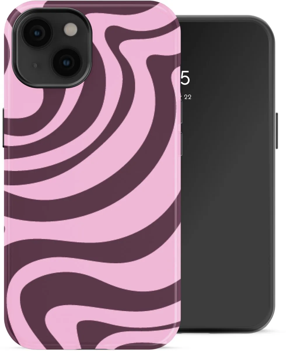 Selencia Hoesje iPhone 14 Wavy Swirl Pink Plum