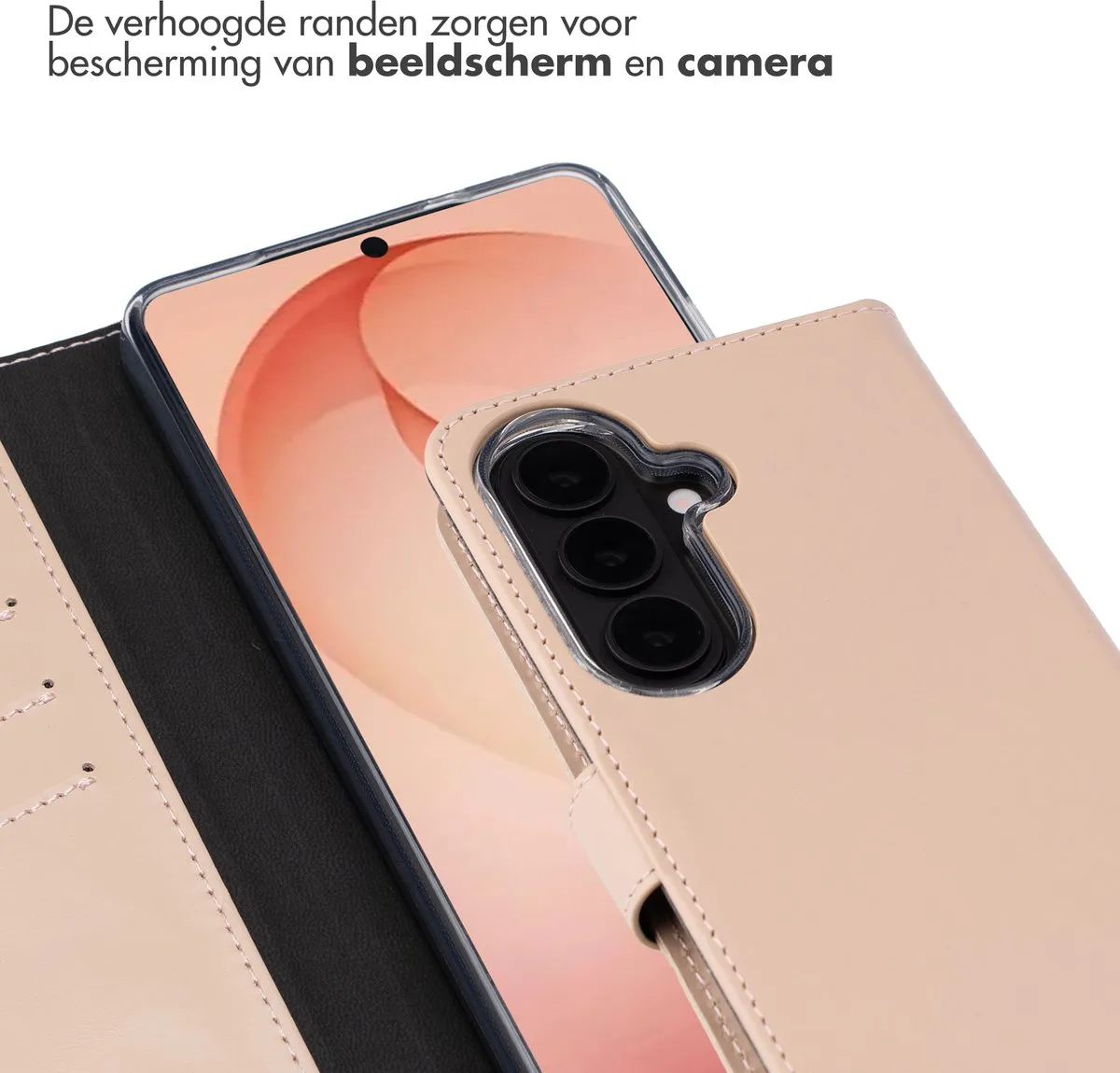 Selencia Hoesje Samsung Galaxy S26 Plus - Echt Lederen Bookcase Lichtroze