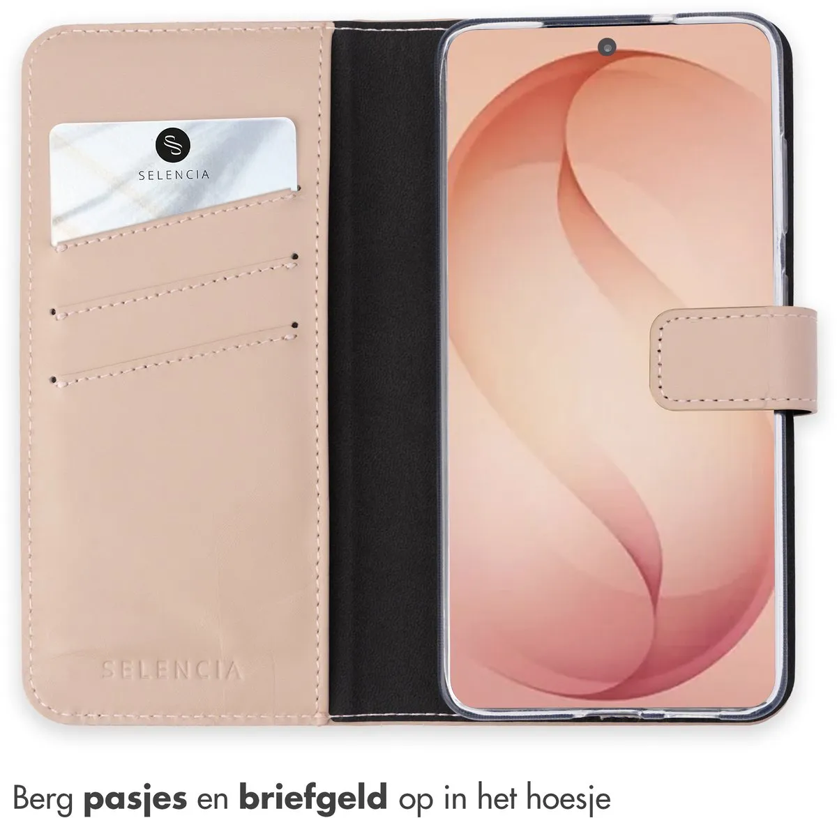 Selencia Hoesje Samsung Galaxy S26 Plus - Echt Lederen Bookcase Lichtroze