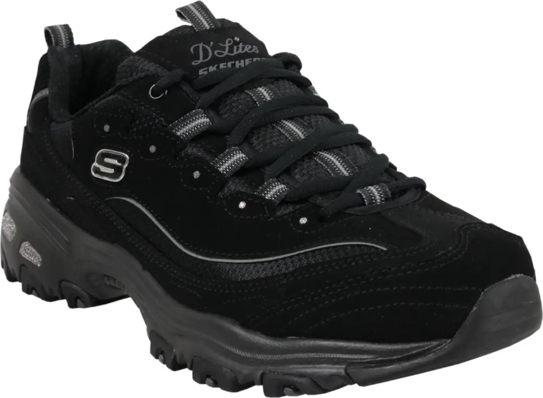 Skechers D'Lites-Biggest Fan leren sportschoenen zwart