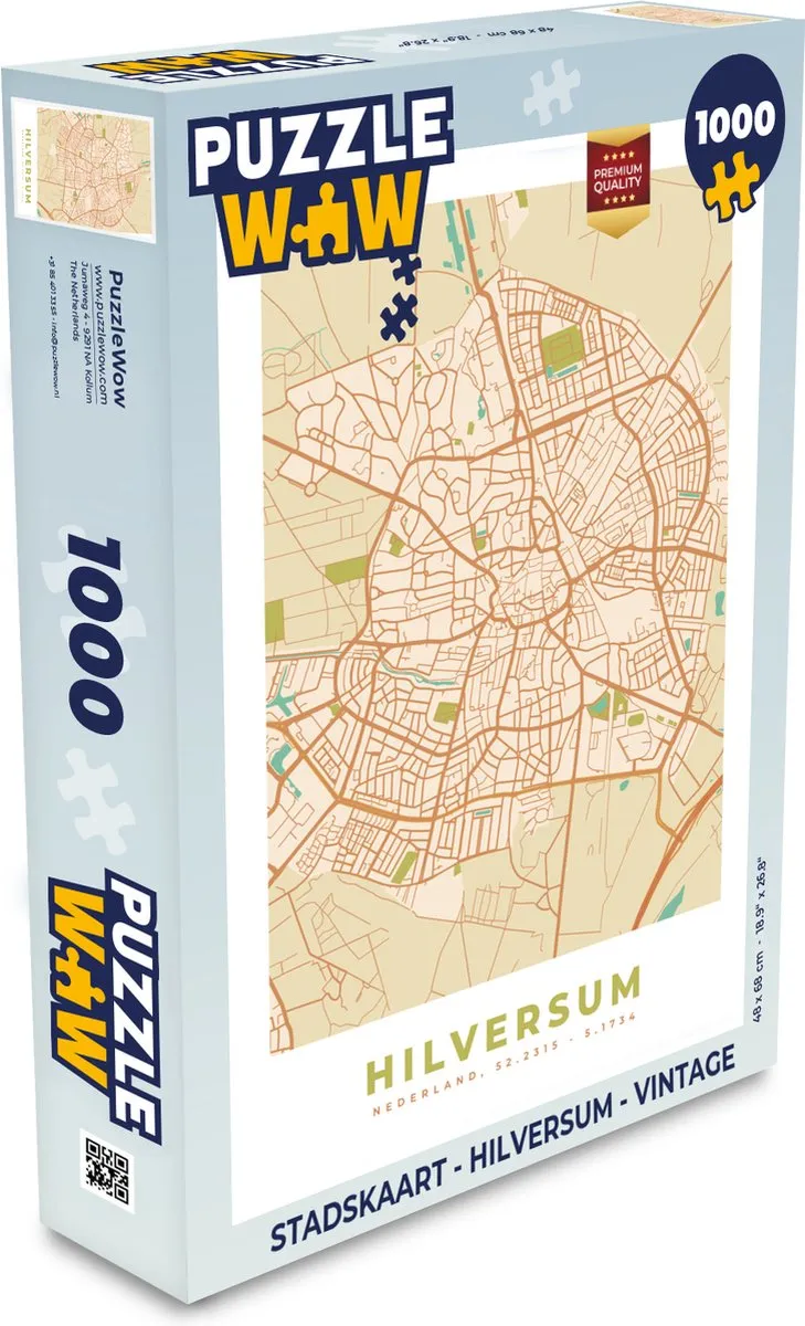 PuzzleWow Hilversum Vintage Legpuzzel 1000 Stuks - Multicolor
