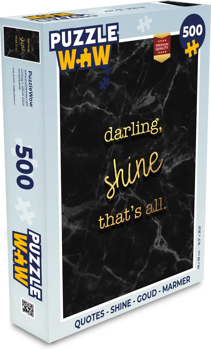 PuzzleWow Quotes Shine Legpuzzel 500 Stuks - Goud Marmer