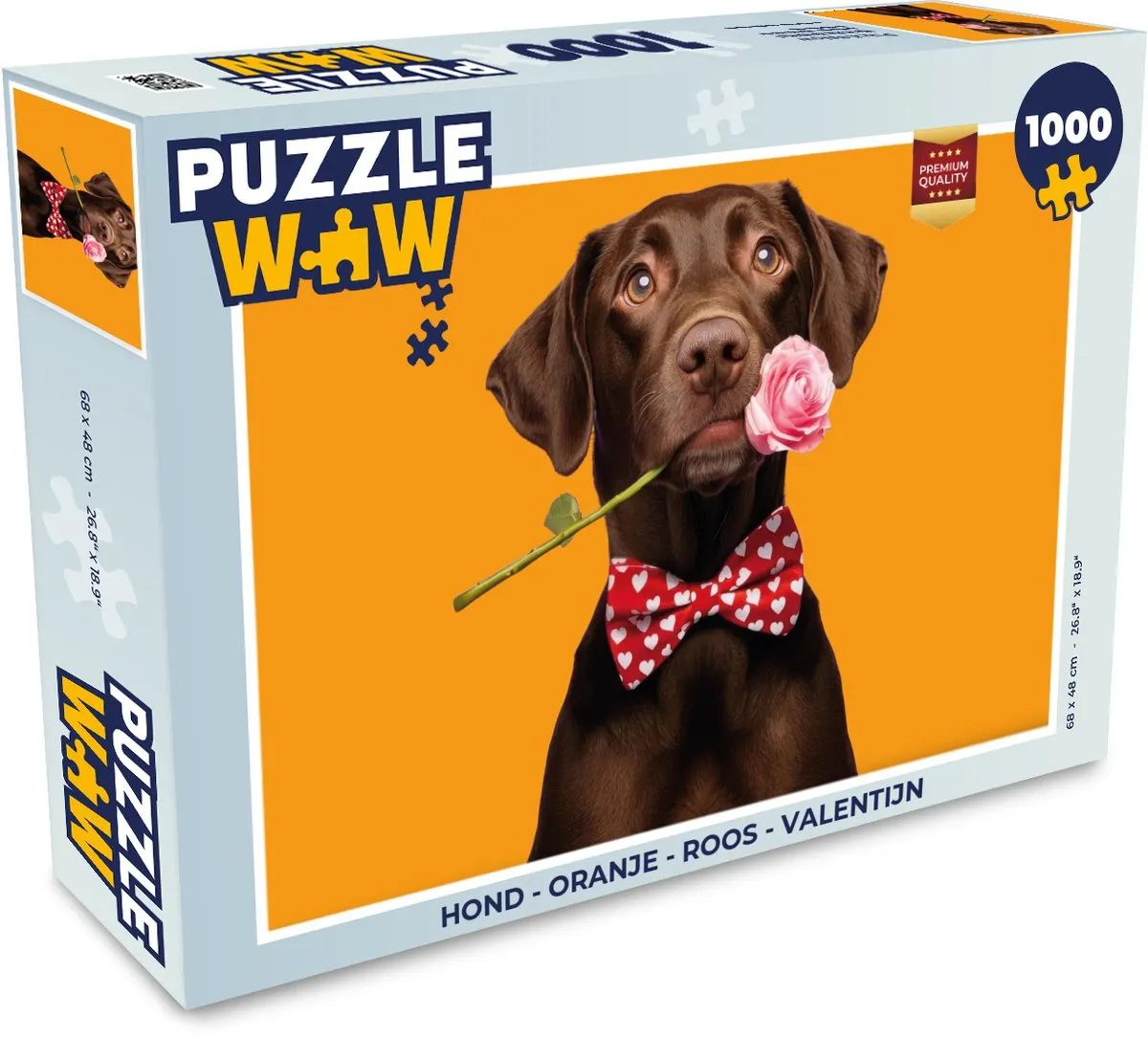 PuzzleWow Legpuzzel 1000 Stuks - Hond & Roos - Valentijn