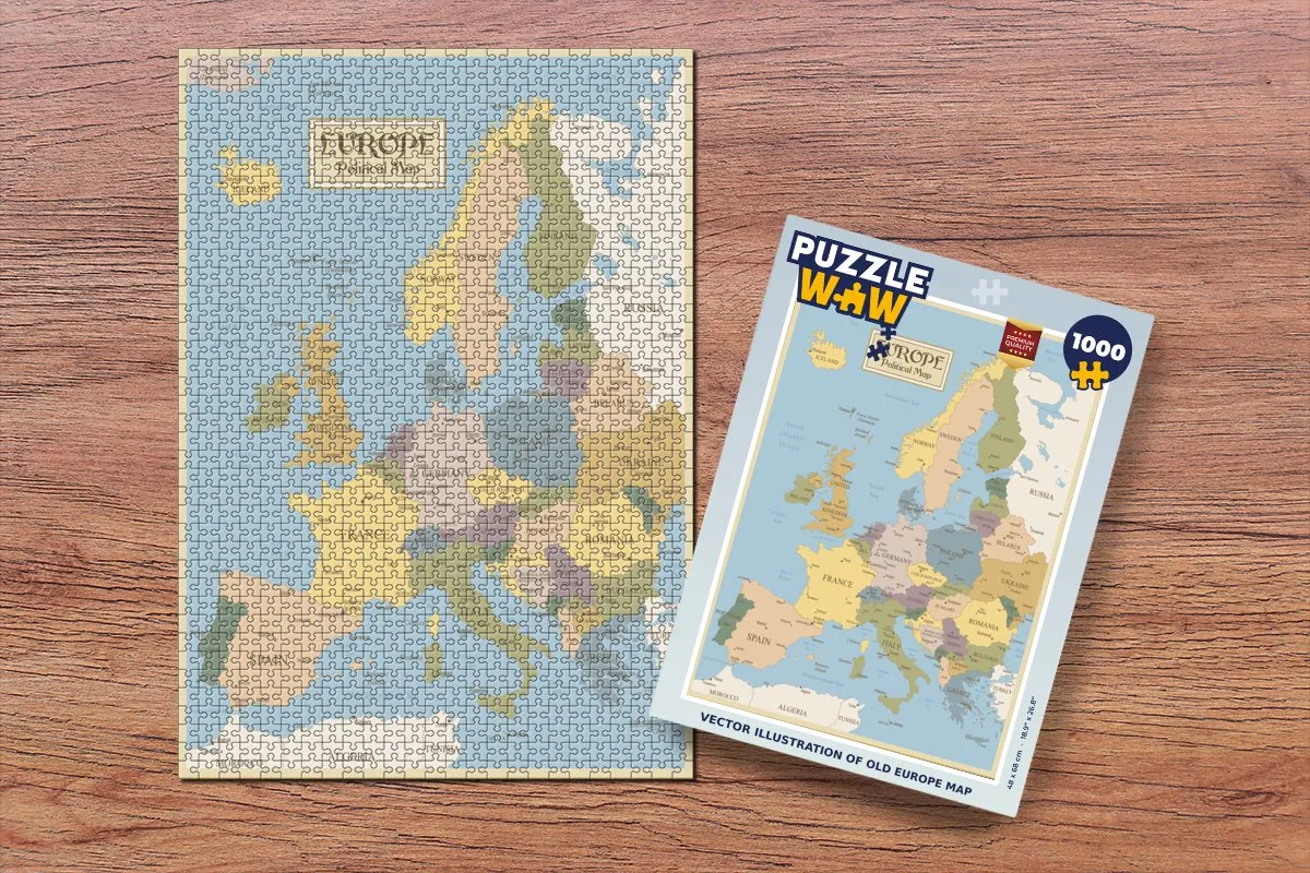 PuzzleWow Europa Oud Legpuzzel 1000 Stuks - Multicolor