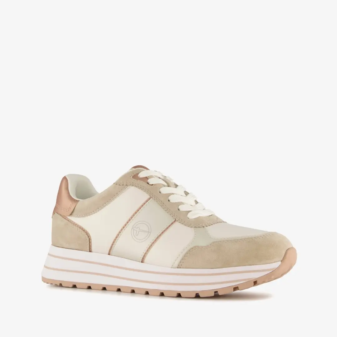 Tamaris dames sneakers beige ros�