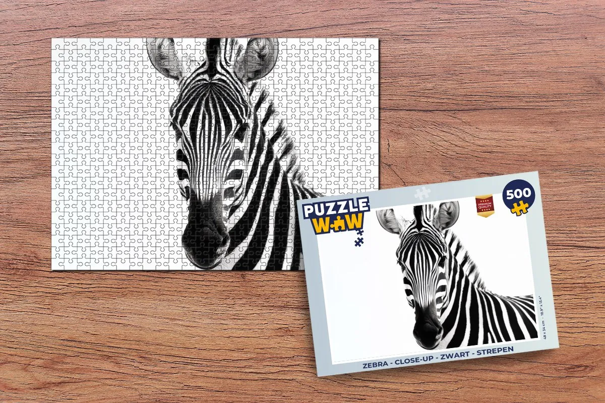 PuzzleWow Zebra Legpuzzel 500 Stuks - Zwart