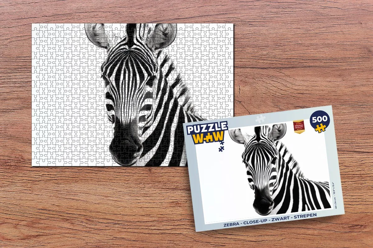 PuzzleWow Zebra Legpuzzel 500 Stuks - Zwart