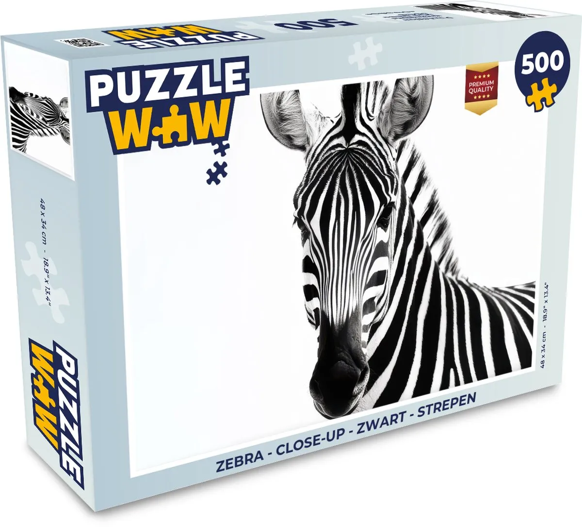 PuzzleWow Zebra Legpuzzel 500 Stuks - Zwart