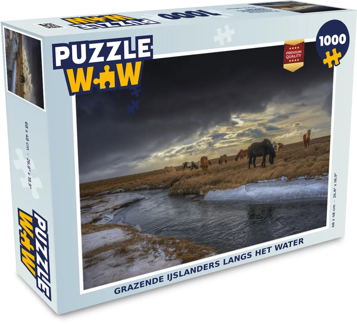 PuzzleWow Paarden IJs Gras Legpuzzel 1000 Stuks - Multicolor