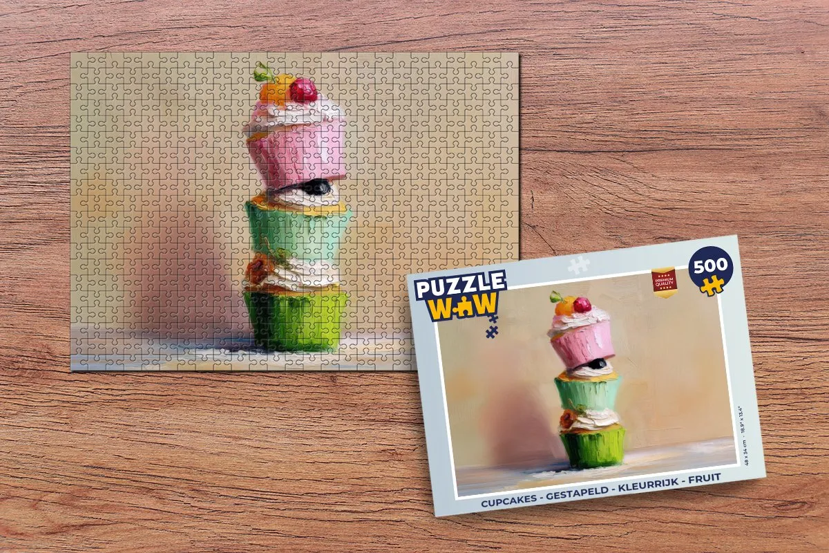 PuzzleWow Cupcakes Legpuzzel 500 Stuks - Gestapeld