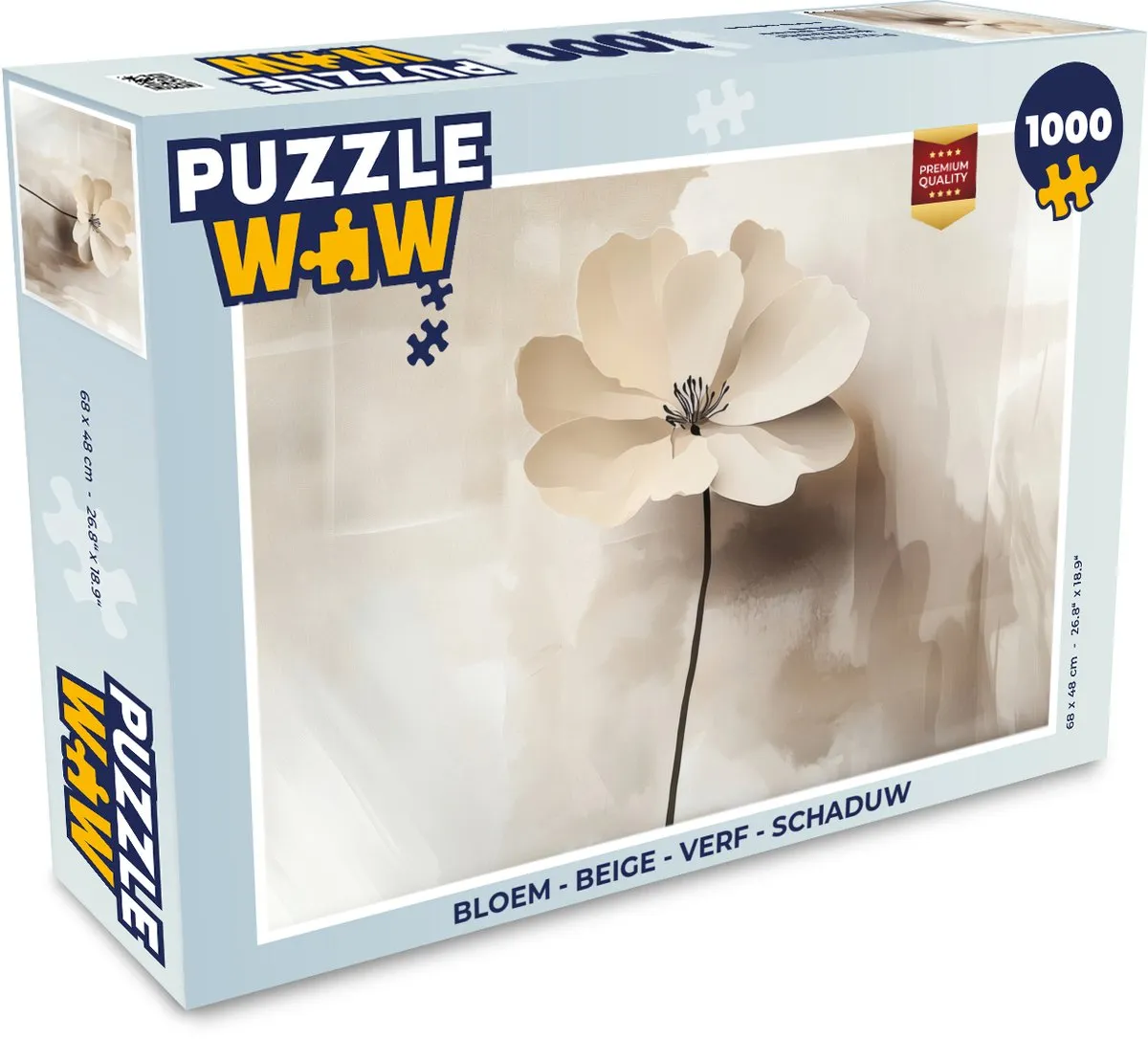 PuzzleWow Bloem Legpuzzel 1000 Stukjes - Beige