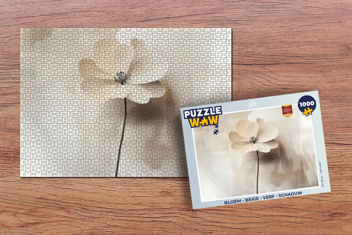 PuzzleWow Bloem Legpuzzel 1000 Stukjes - Beige