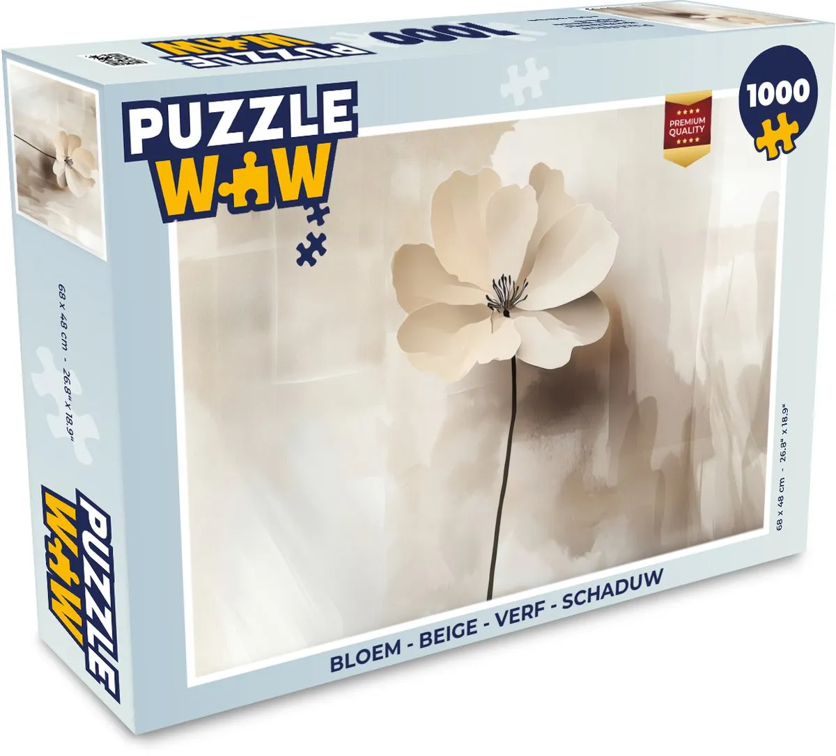 PuzzleWow Bloem Legpuzzel 1000 Stukjes - Beige
